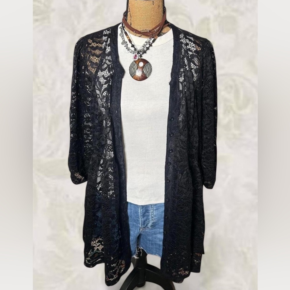 Torrid Black Lace Cardigan Button Down